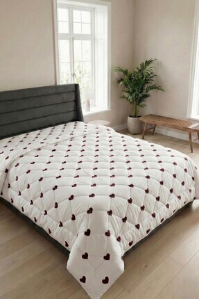 Rivosa Lovely Çift Kişilik Silikon Yorgan - Kalp Desenli Romantik Çeyizlik Ya...