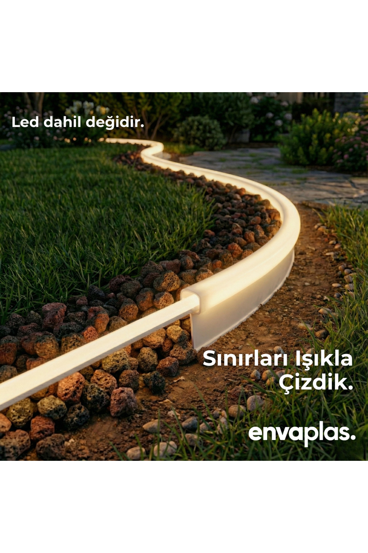 Transparent Led Plug-In Flexible Grass Limiter 20 MT Grass Stone Soil Separator. Grass Barrier