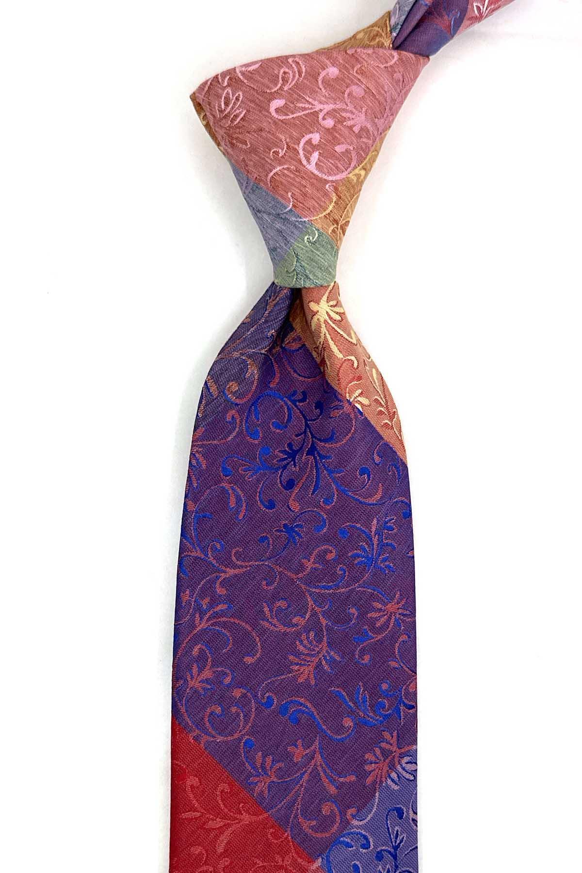  کراوات کلاسیک طرح گلدار چند رنگ چهل تکه KK13393