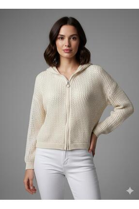 Paydey Fermuarlı Kapüşonlu Triko Hırka