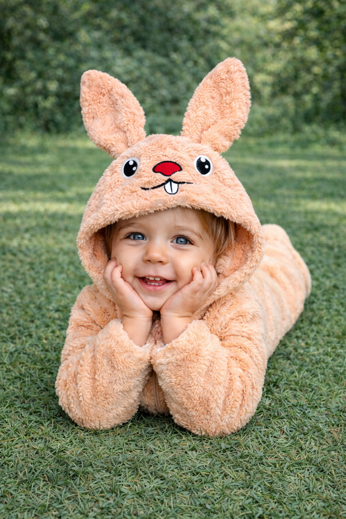 Chicsy Baby Kışlık tatlı Peluş Tavşan Figürlü Kapüşonlu Bebek Tulum fotoğrafı 4 (önizleme)