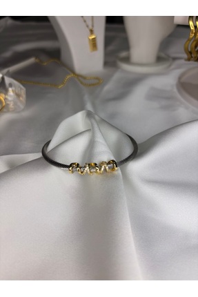 316 L çelik Ajda Gold Detaylı Çelik Bileklik - 316L- Kararmaz,Alerji yapmaz