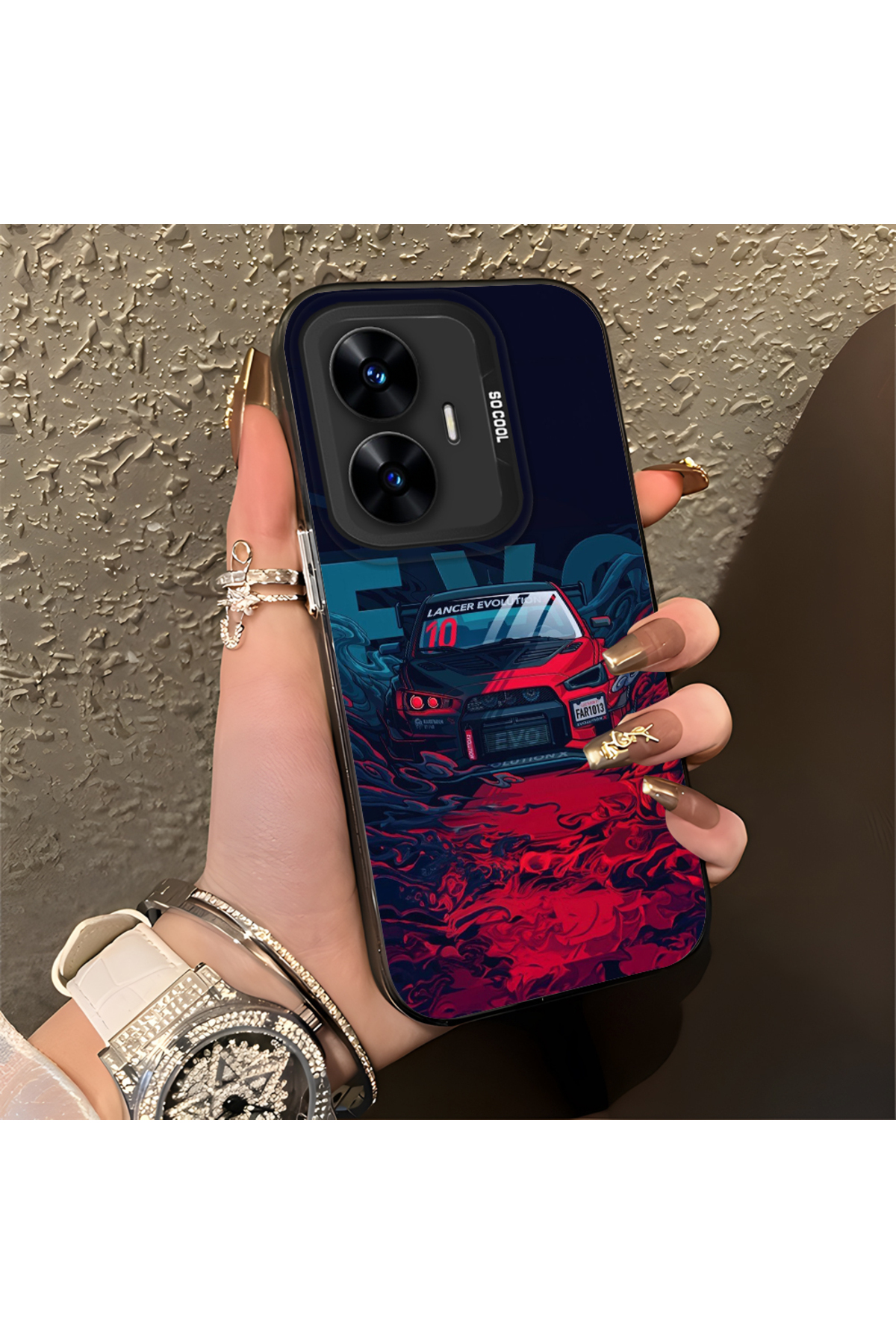 Classic car Patterned Anti Fall Slim Hard Case Compatible with Realme C55