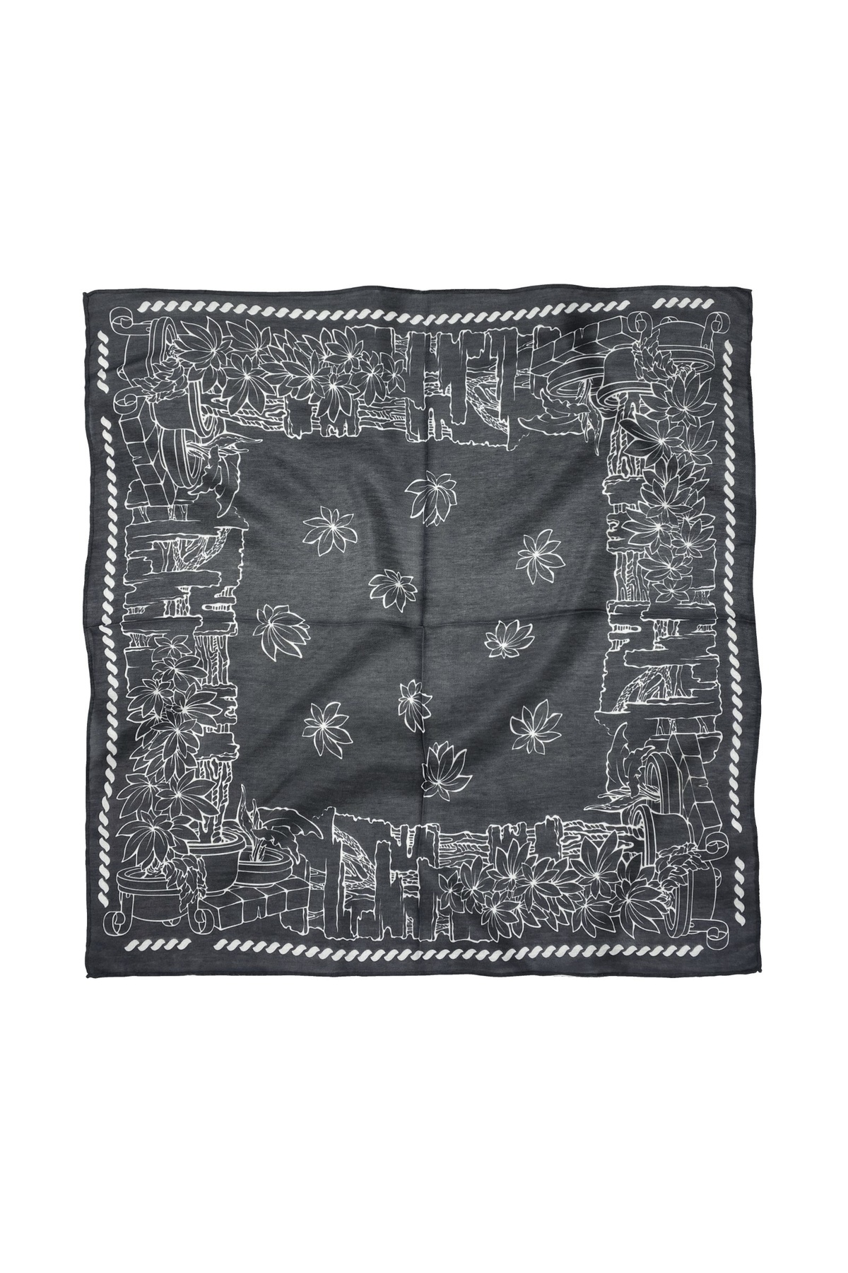 Cotton Polyester Antique Column Patterned Scarf / Bandana 60x60cm