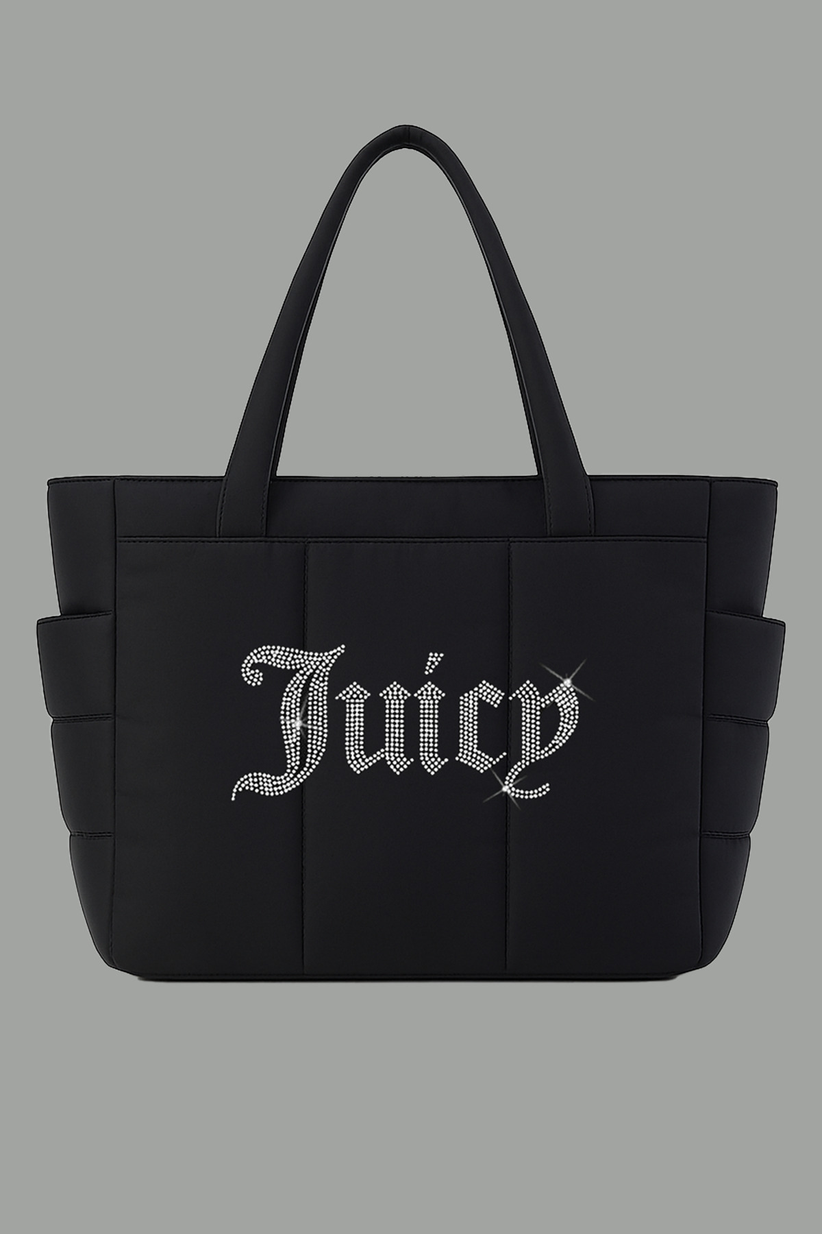 Bozz&Bozz Collection Μαύρη τσάντα αγορών από ανάγλυφο ύφασμα πουφ με τύπωμα μ...