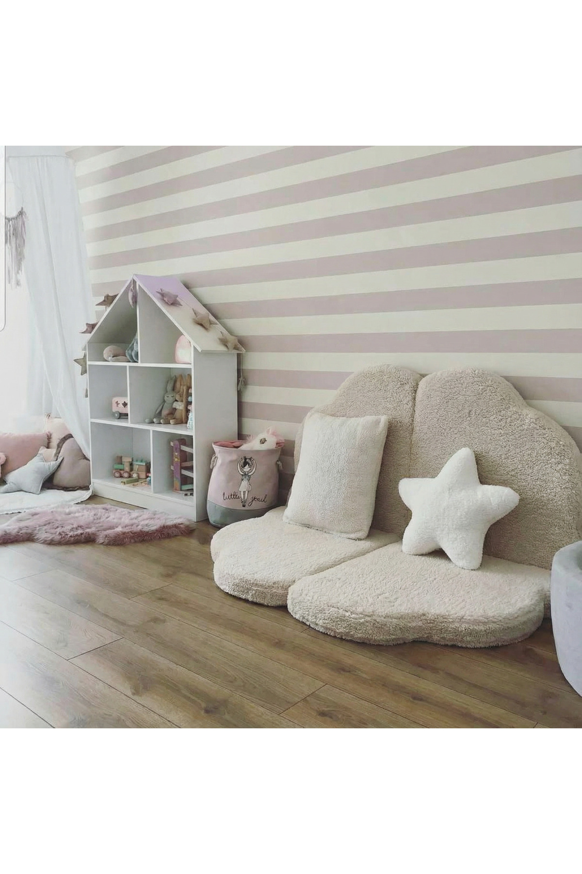 pufftable puftable montessori bulut oyun minderi,teddy kumaş krem,oyun halısı ve matı 5 cm sünger 4 parça fotoğrafı 2 (önizleme)