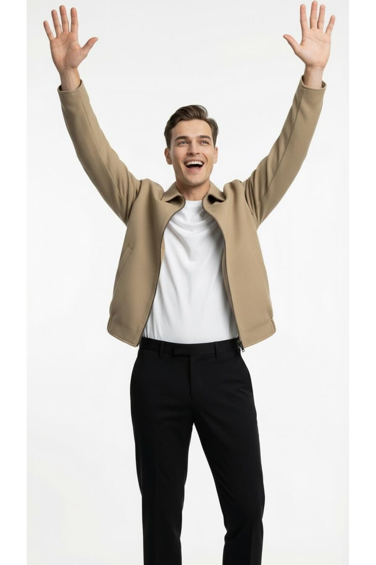 Plus Scorpion  Erkek Fermuarlı Mevsimlik Mont Ceket – Tok Dokulu Gömlek Yaka - Görsel 3