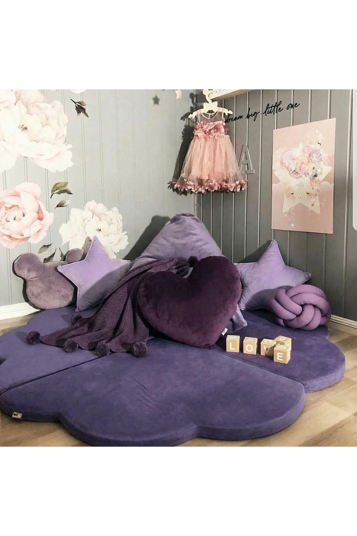 pufftable puftable montessori bulut oyun minderi,mor renk,oyun halısı ve matı 5 cm sünger 4 parça fotoğrafı 3 (önizleme)
