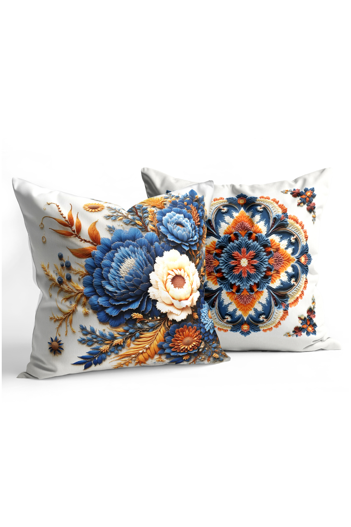 DOUBLE SIDED POP FLORAL DIGITAL PRINTED 3D PILLOW CASE SET OF 2