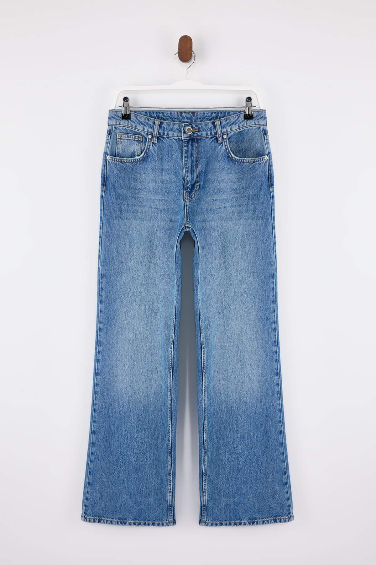 Trendyolmilla  Mavi More Sustainable Normal Bel 100% Pamuk Wide Leg Geniş Paça Jeans TWOSS26JE00125 - Görsel 5