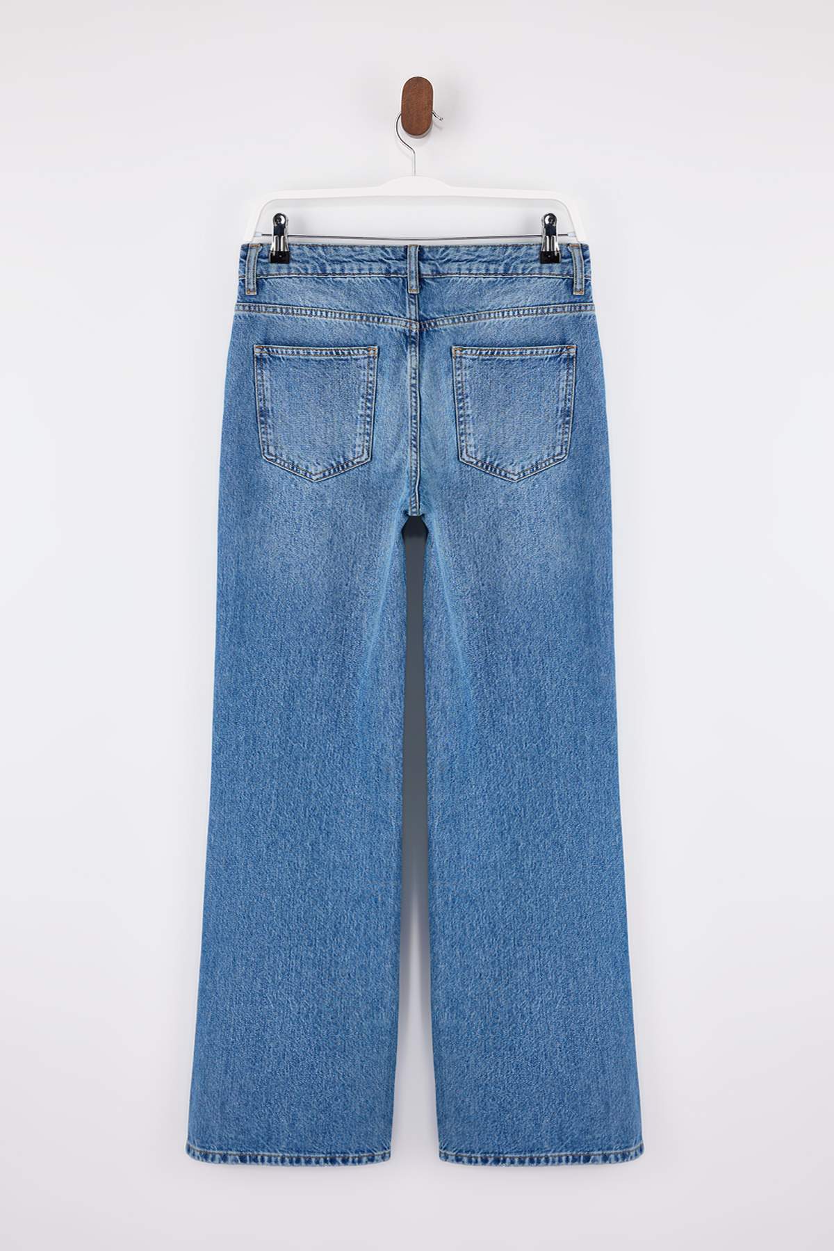 Trendyolmilla  Mavi More Sustainable Normal Bel 100% Pamuk Wide Leg Geniş Paça Jeans TWOSS26JE00125 - Görsel 6