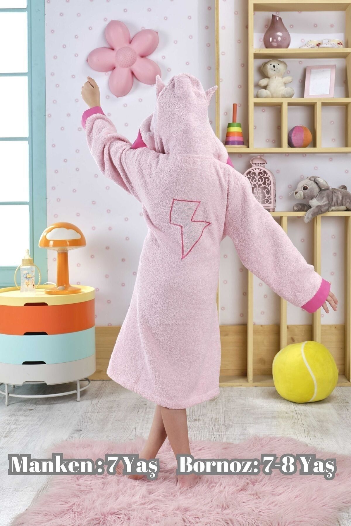 ELY PARKER Kız Çocuk Bornozu, Pamuklu, Kapüşonlu, Süperkahraman Hero, Bebek, Pembe (0-14 Yaş) fotoğrafı 4 (önizleme)
