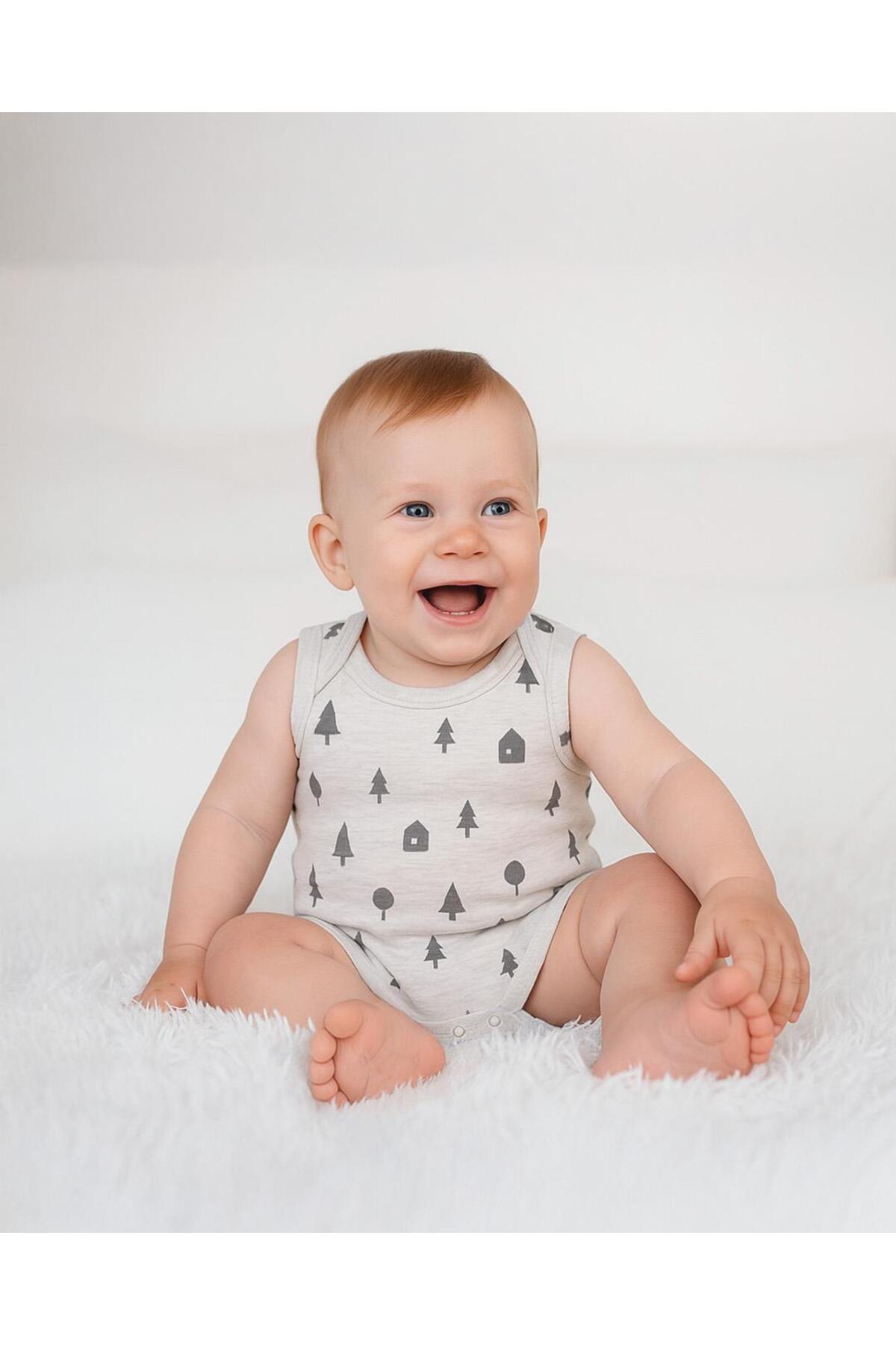 Boumini Pamuklu Bebek Çıtçıtlı Atlet Süprem Body Çam Ormanı Bej fotoğrafı 4 (önizleme)
