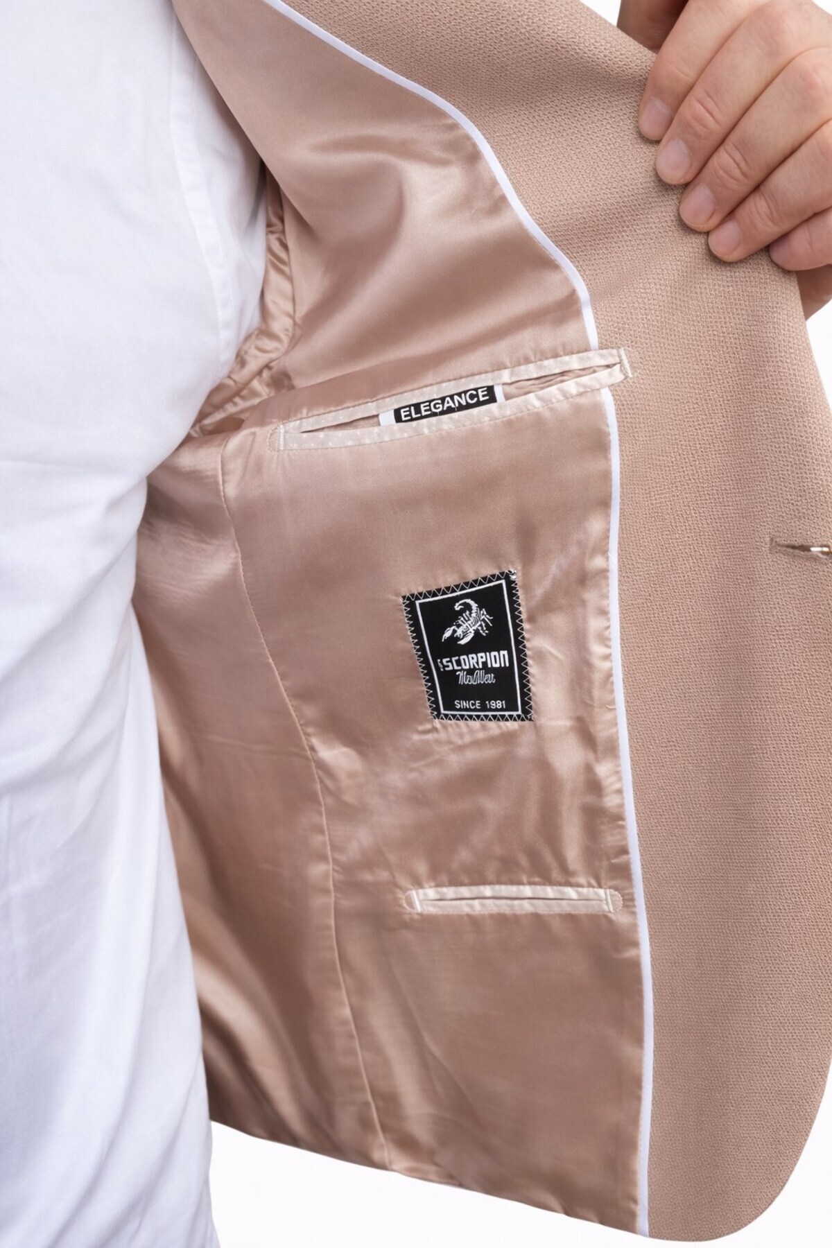 Plus Scorpion  Erkek Slim Fit Tek Düğmeli Blazer Ceket – Vizon Renk, Şık ve Modern Kesim - Görsel 6