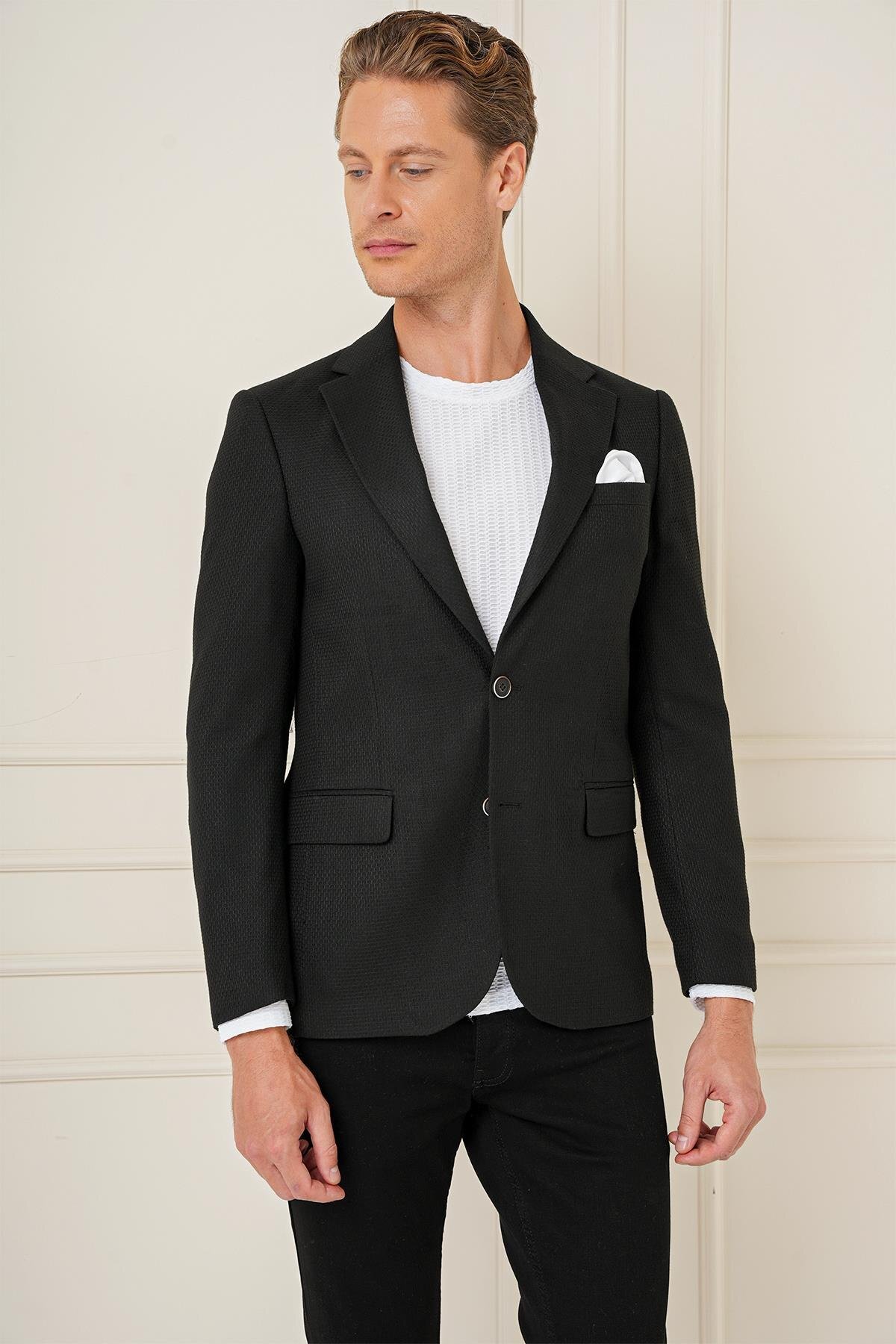 Efor  C 685 Slim Fit Siyah Spor Ceket - Görsel 4