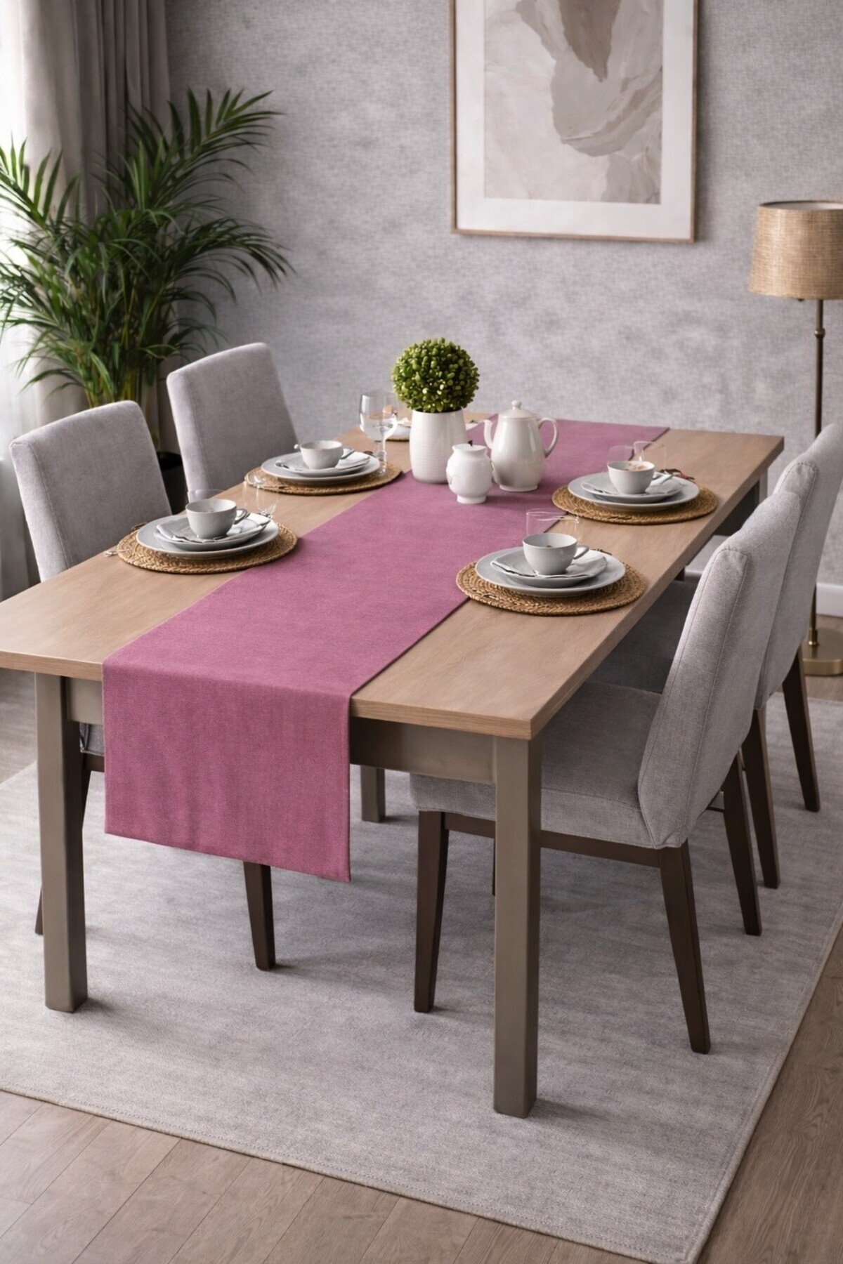Velvet Textured Rose Dry Color Island Series Runner 40 x 140 cm