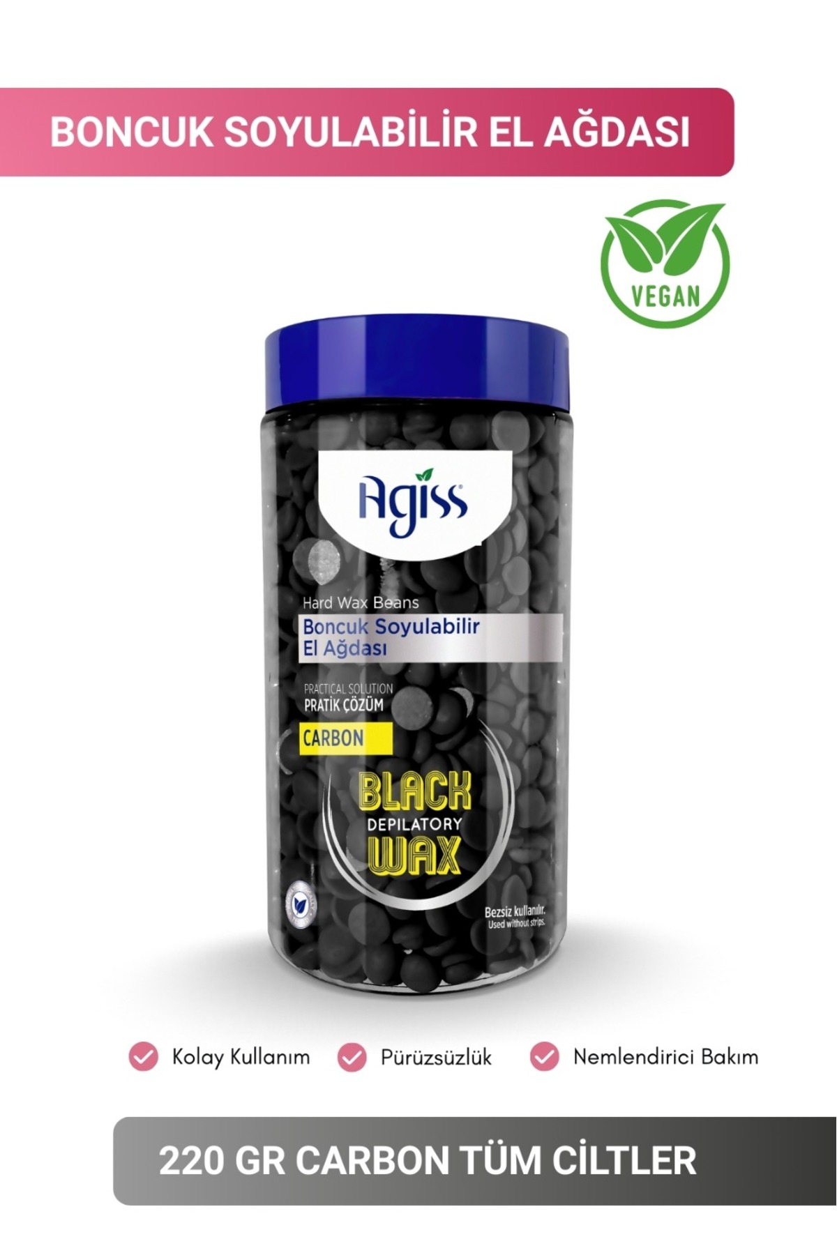 AGISS Tüm Ciltler Için Boncuk Soyulabilir Inci El Ağdası Carbon Şişe 220 Gr, — 17006