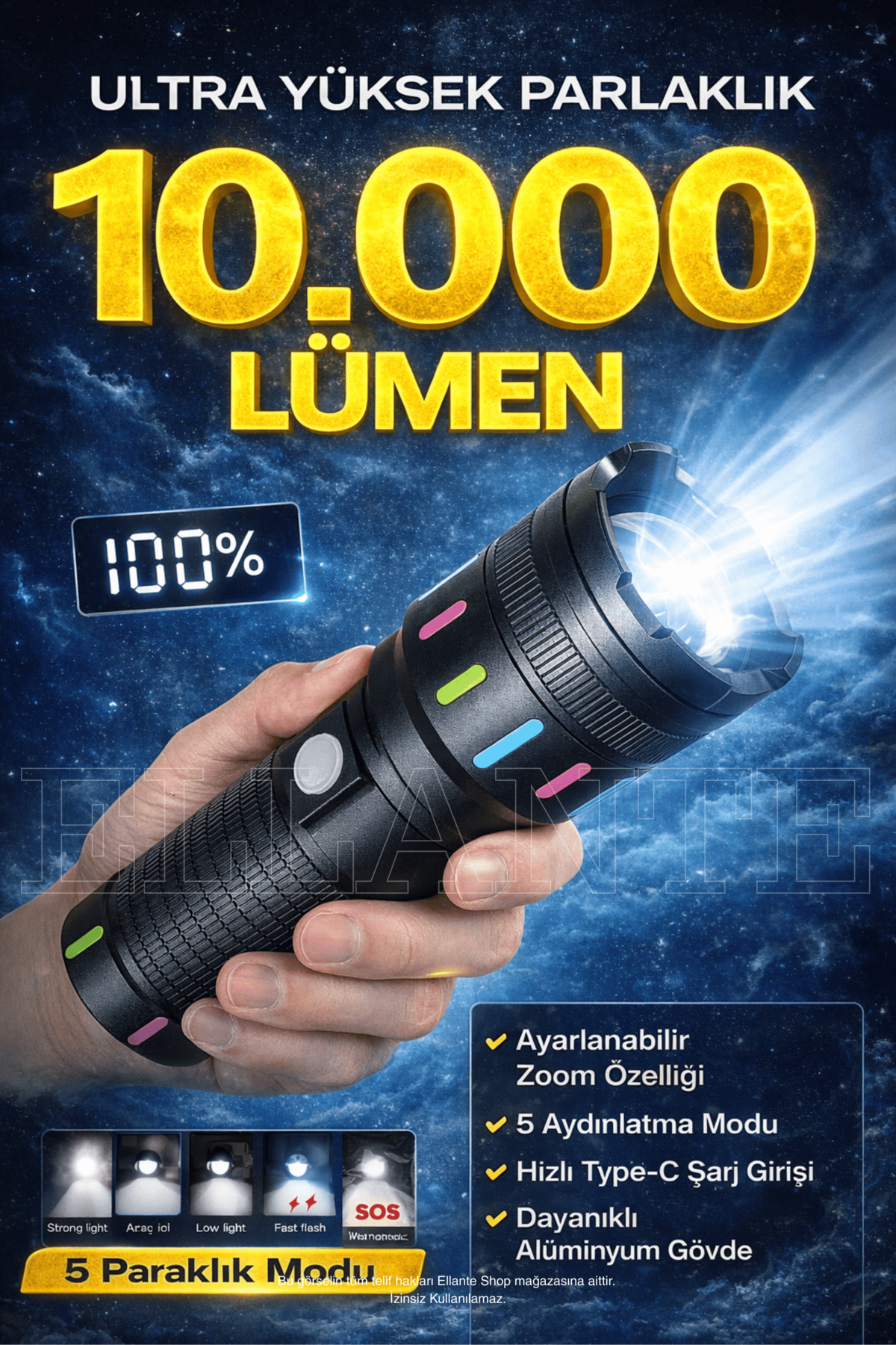 VERY POWERFUL Led Flashlight High Power Rechargeable Tactical Flashlight Camping Lamp 10000 LUMENS