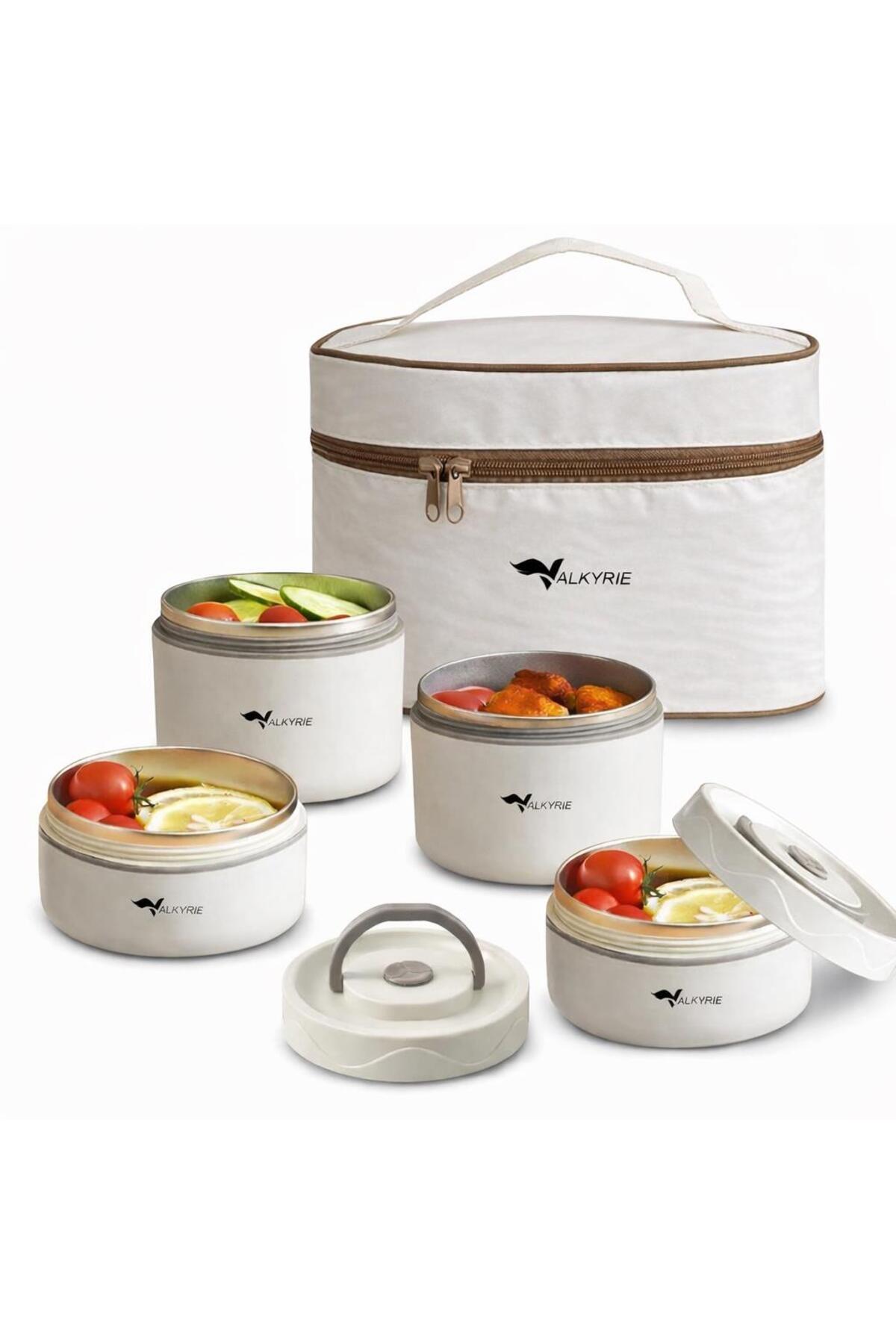 valkyrie 4 Gözlü Paslanmaz Çelik Isı Yalıtımlı Yemek Kabı Seti
