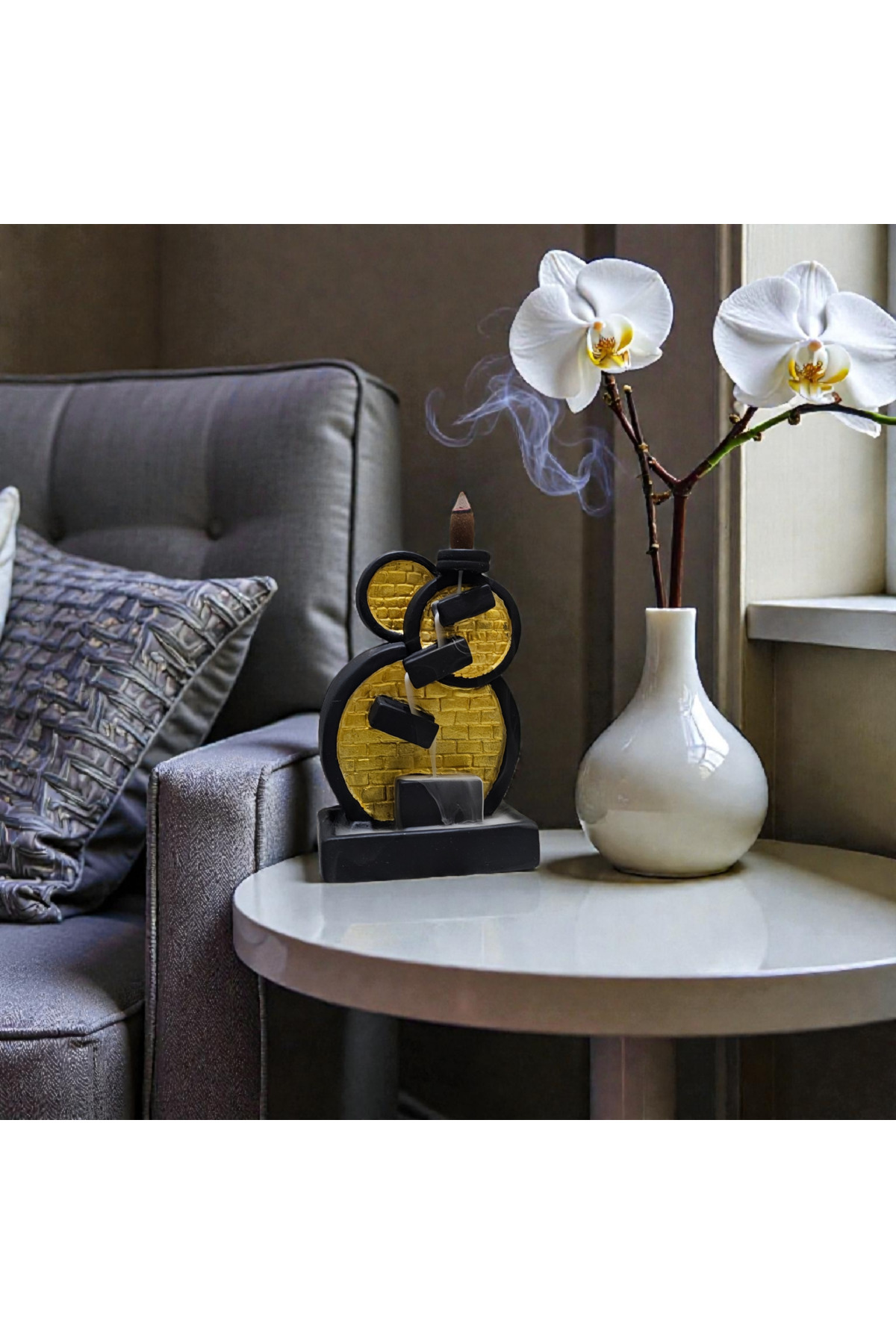 Modern Wall Step Backflow Incense Holder 16cm Varnished