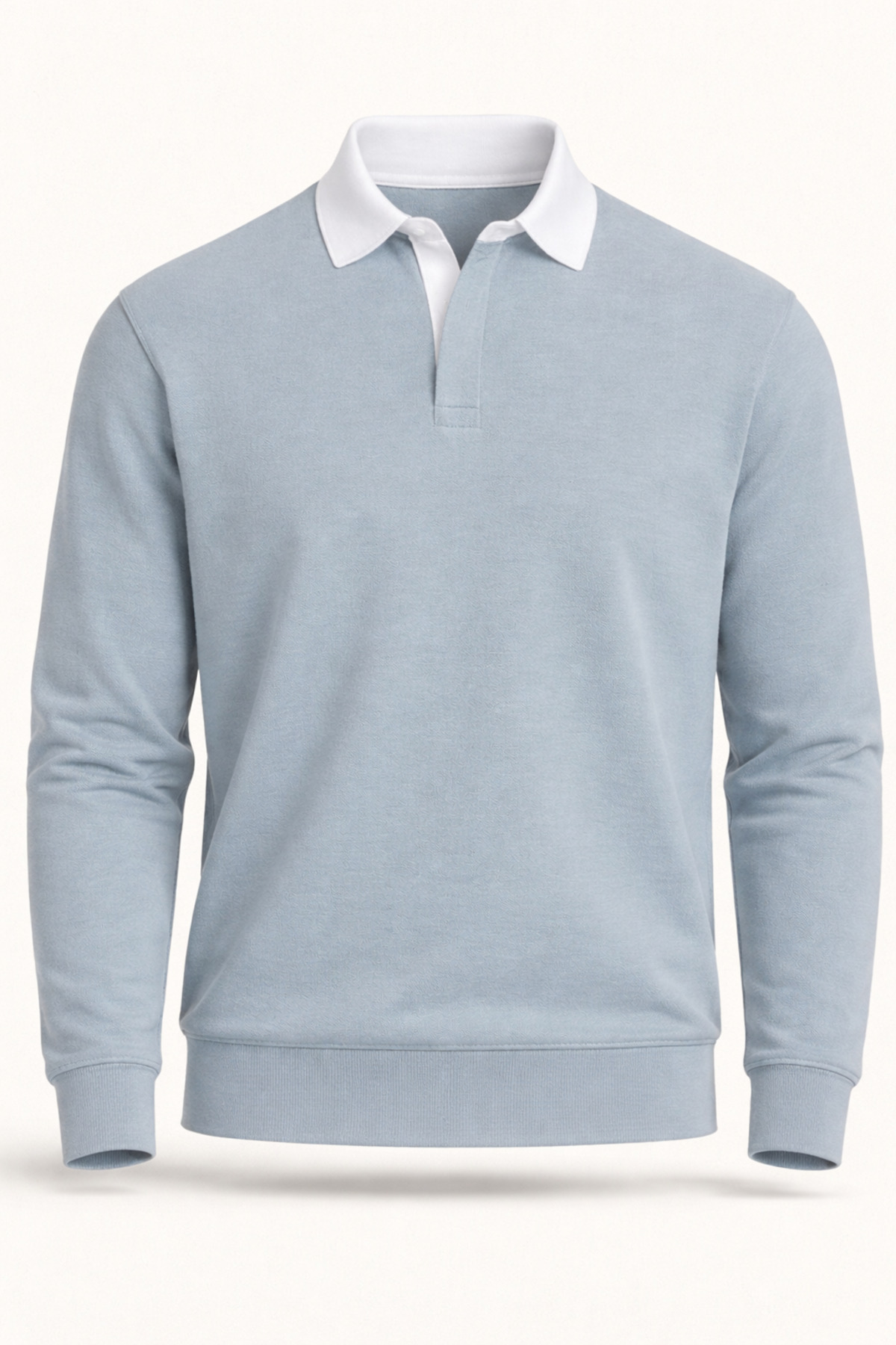 Valiberta  Luis Polo Yaka Selanik Örme Kumaş Erkek Sweatshirt - Soğuk Mavi - Görsel 3