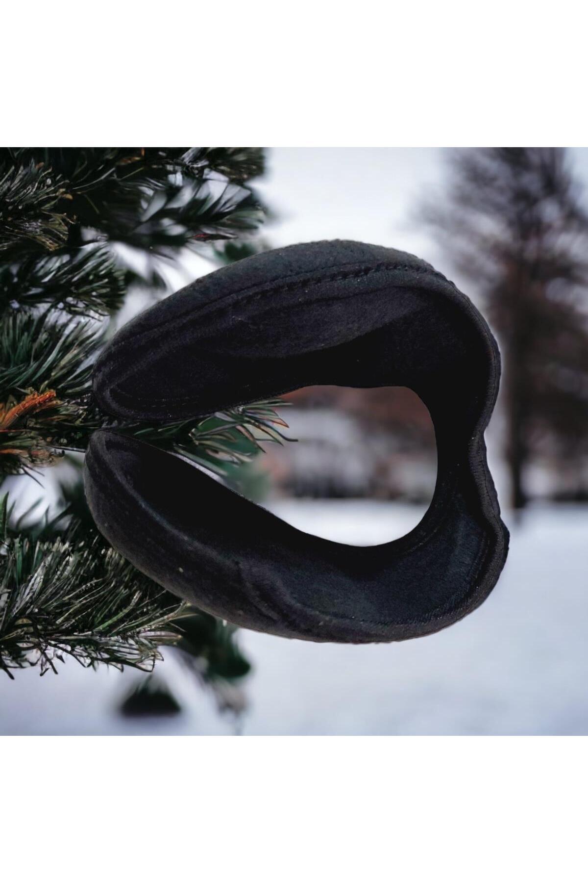 Hobisy Siyah Polar Ense Tipi Unisex Kulak Beresi - Kışın Sıcaklığını Hissedin görsel 4