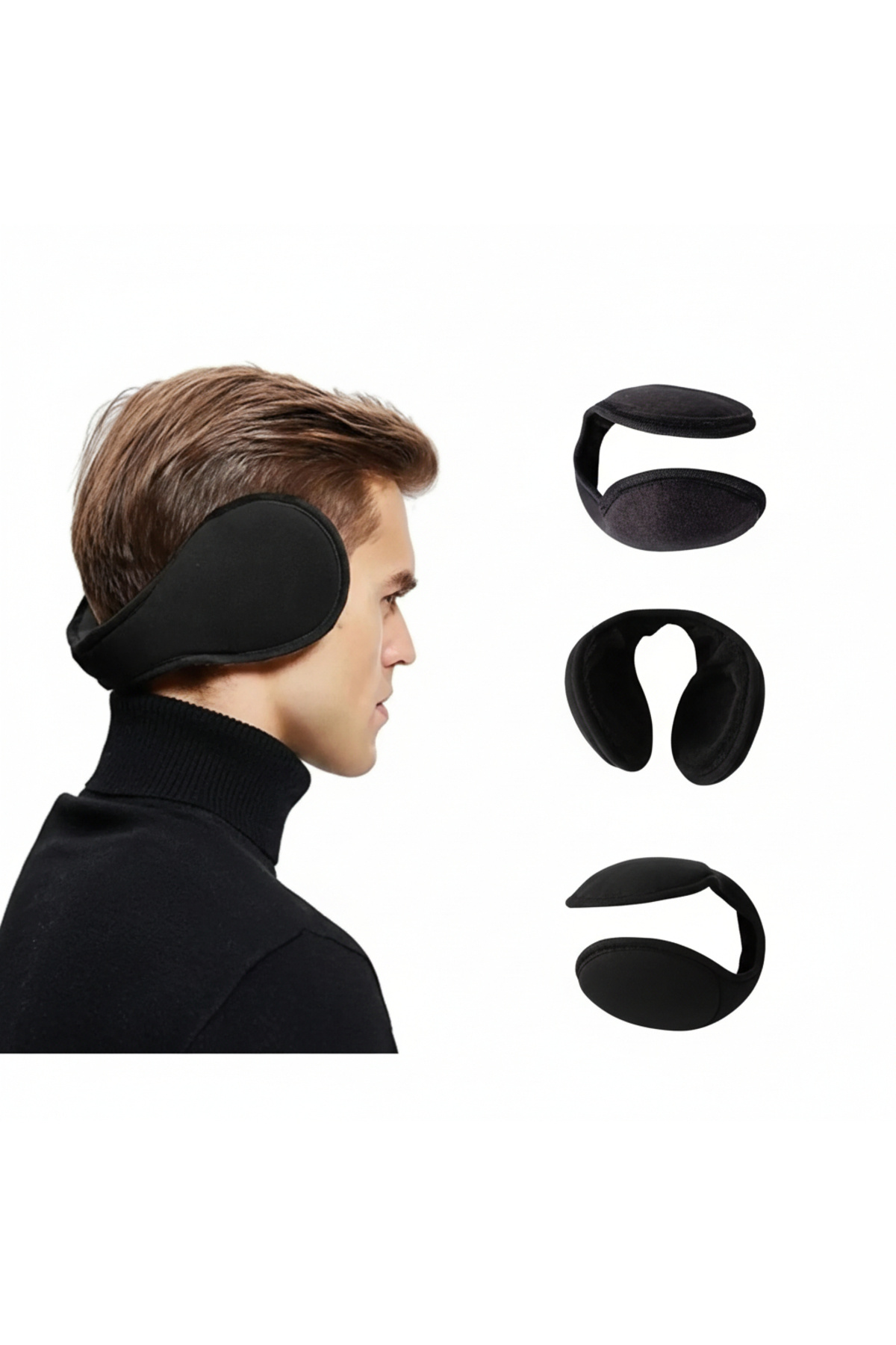Hobisy Siyah Polar Ense Tipi Unisex Kulak Beresi - Kışın Sıcaklığını Hissedin
