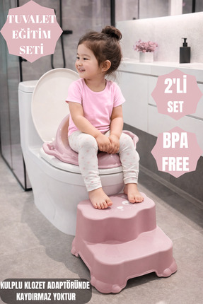 PONÇİK STORE Kaydırmaz Çocuk Basamağı&KulpluKlozet Adaptör 2Kat Basamaklı Ban...