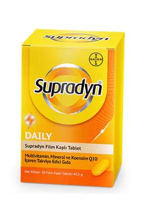 Supradyn 30 Film Kaplı Tablet | Koenzim Q10, Multivitamin Ve Mineral Içeren T...