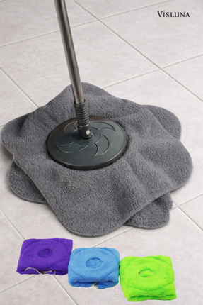 VİSLUNA (2 ADET) Standart Ölçü Yuvarlak Döner Başlıklı Yedek Mop Temizlik Bezi