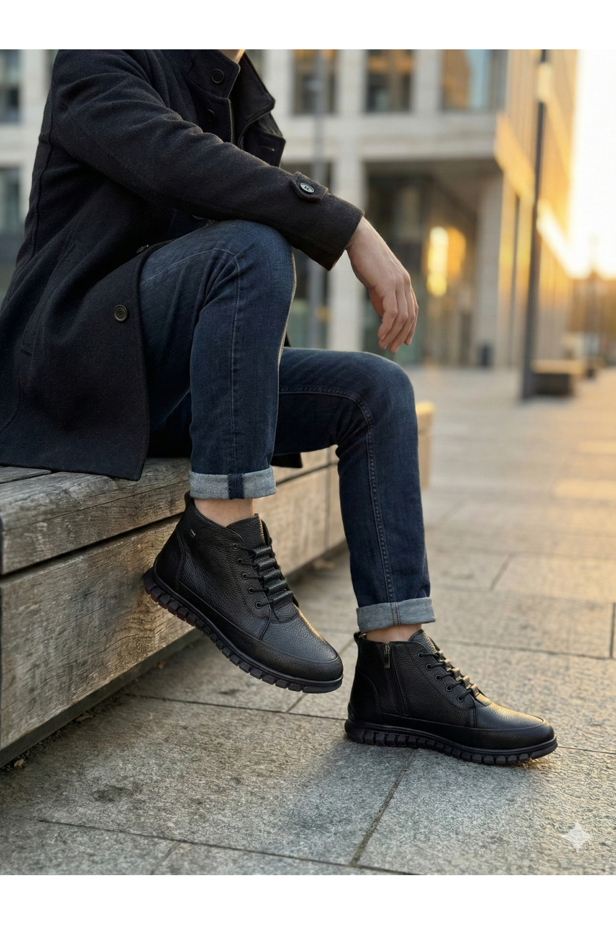 G GÜR MODA  Tam Ortopedik Sıcak Astar Ip Detaylı Lastikli Hafif Su Geçirmez Soguk Geçirmez Günlük Klasik Bot - Görsel 6