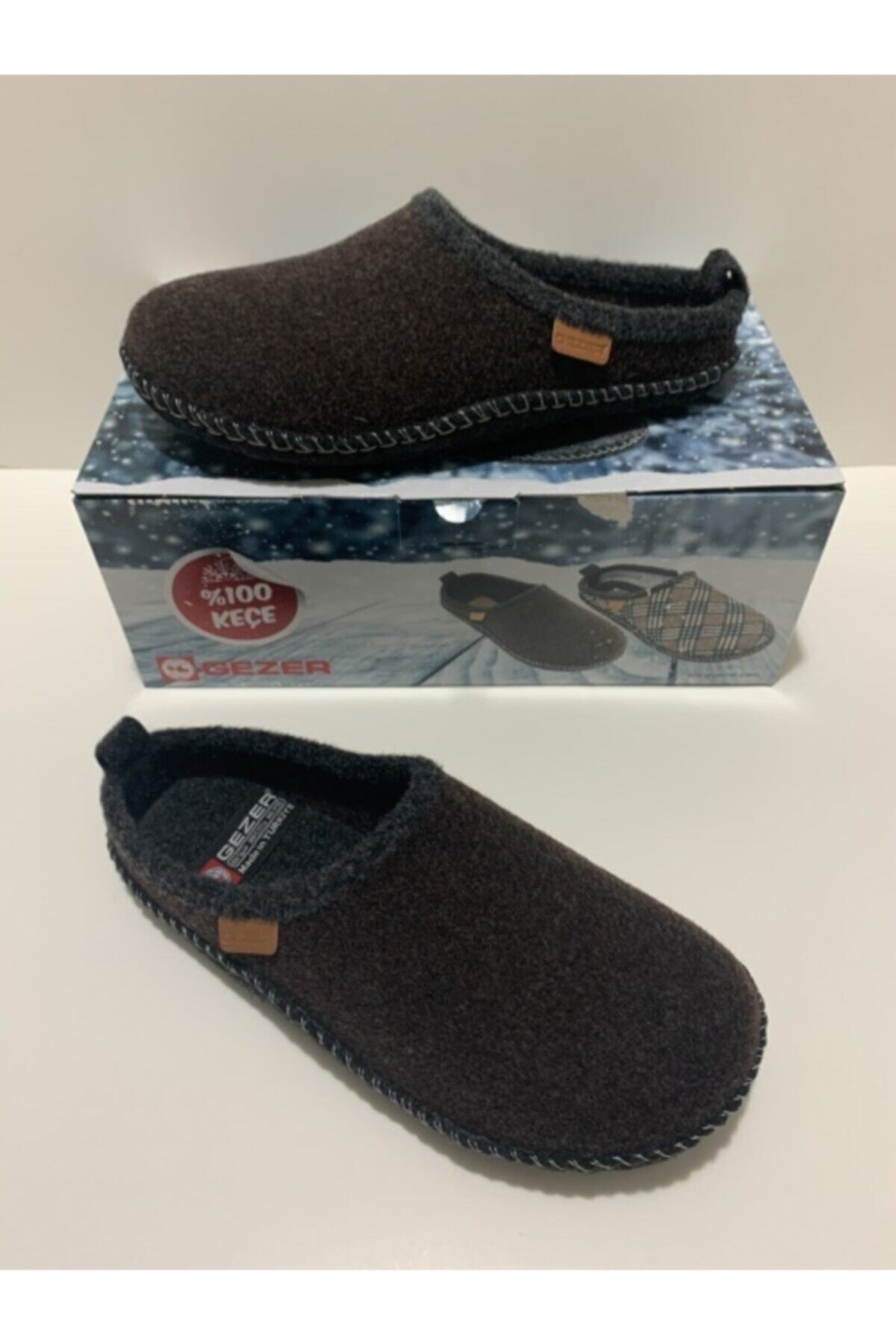 GEZER Unisex Kışlık Keçe Sessiz Rahat Taban Ev Halı Misafir Terliği
