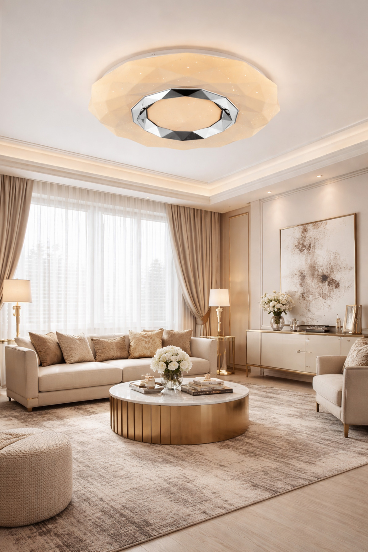 SHUTTLE 40’LED CHANDELIER 3 COLOR LIGHT MODE MODERN DECORATIVE LIGHTING