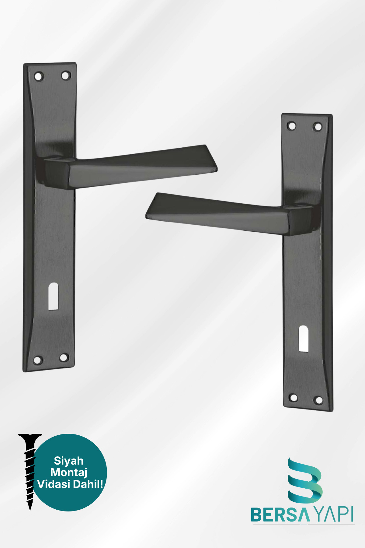 Prism Mirrored Room Door Handle Black 1 Set (WITH MOUNTING SCREW)