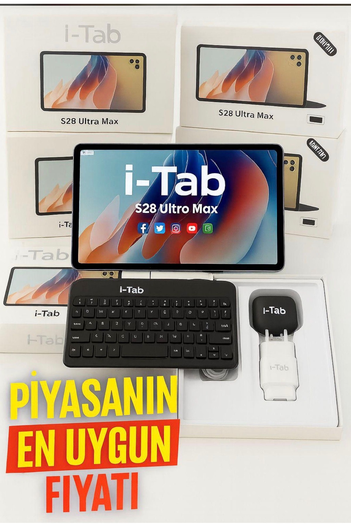 İ-Tab S28 Ultra Max Sim Kartlı 10.1inch Full Set Tablet Klavye+Mous+Kalem+Kılıf+