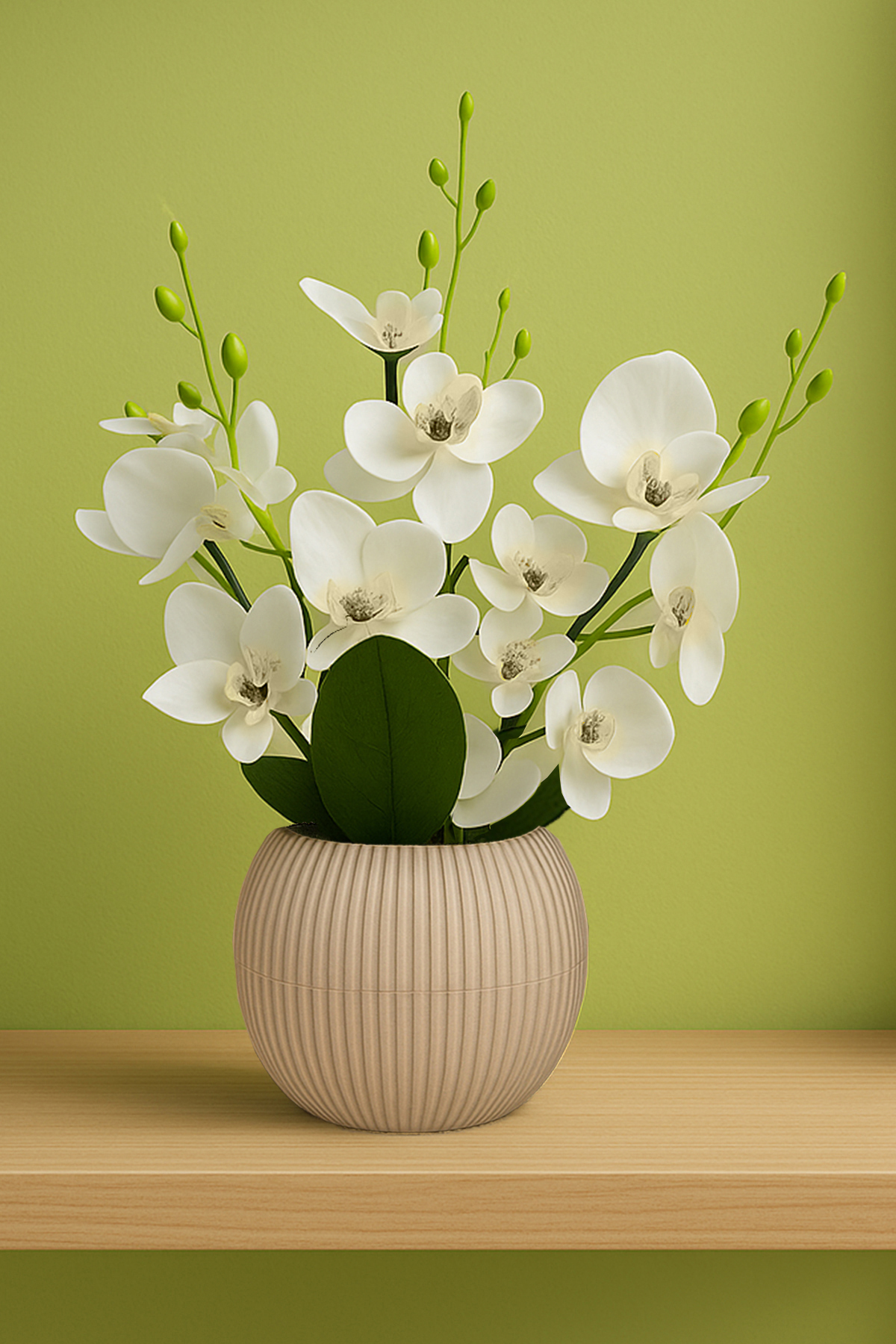 Sevgililer Günü 5 Dallı Yapay Orkide Saksıda Çiçek Süsleme Ev Ofis Süsü