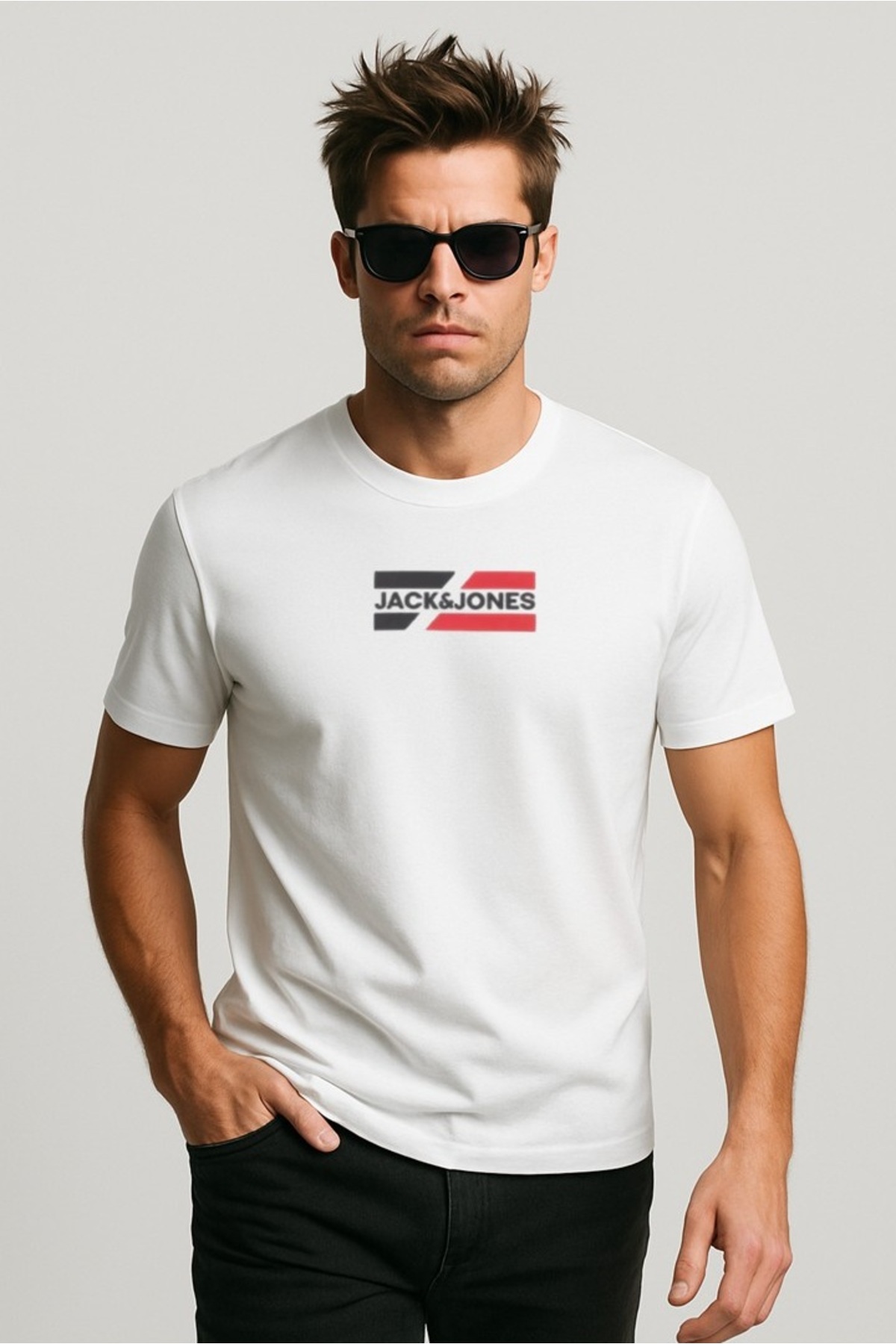 تی شرت مردانه جک اند جونز مدل 12268415 0 یقه - سفید جک اند جونز تی شرت Jack & Jones