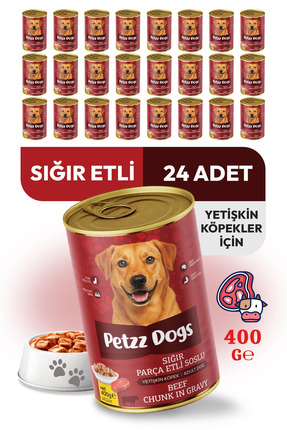 PetzzDogs Sığır Etli Yetişkin Köpek Konservesi 400 Gr 24 Adet