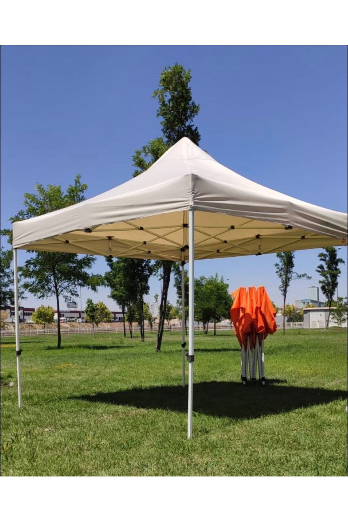 Zey Camping Zeycamping kalın 50cm profil 3x3 Otamatik Bahçe Kamp Şantiye Taziye Kamelya Çadır ( krem Renk )