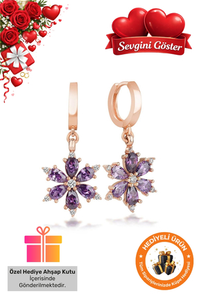 Lucente Jewellery 925 Ayar Hediye Kutulu Mor Lotus Rose Gümüş Kaplama Sevgili...