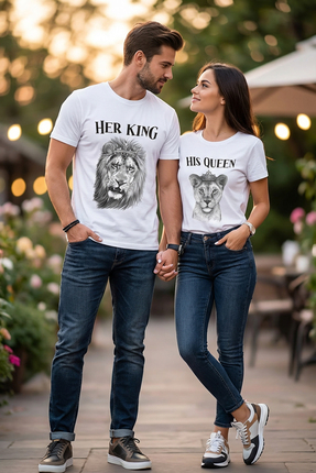 modacix Sevgiliye Hediye King Queen Sevgili Çift Kombini Tişört- 2li Fiyat Be...