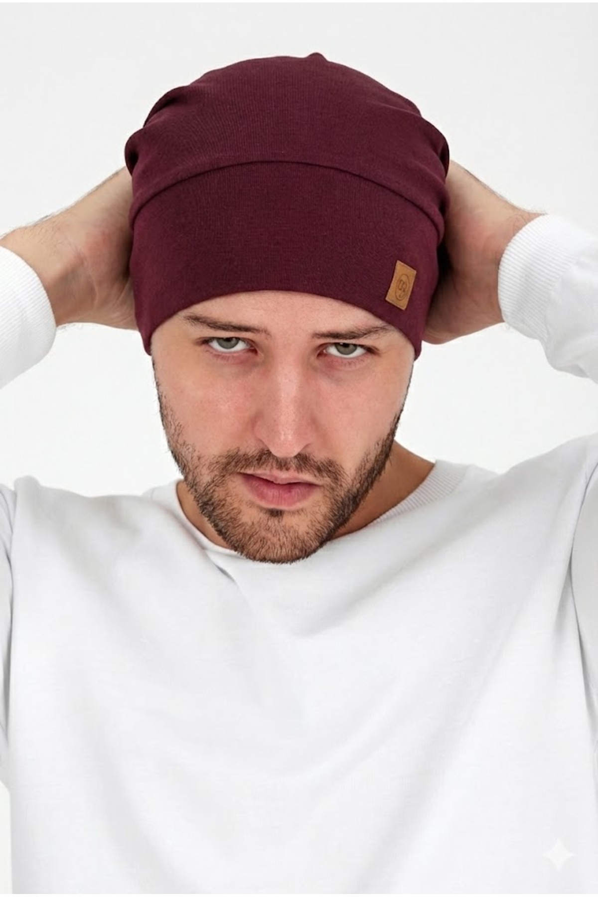 Butikgiz Erkek Bordo, Ip Detaylı Özel Tasarım 4 Mevsim Şapka Bere Buff -ultra Yumuşak Doğal Penye Kumaş görsel 8