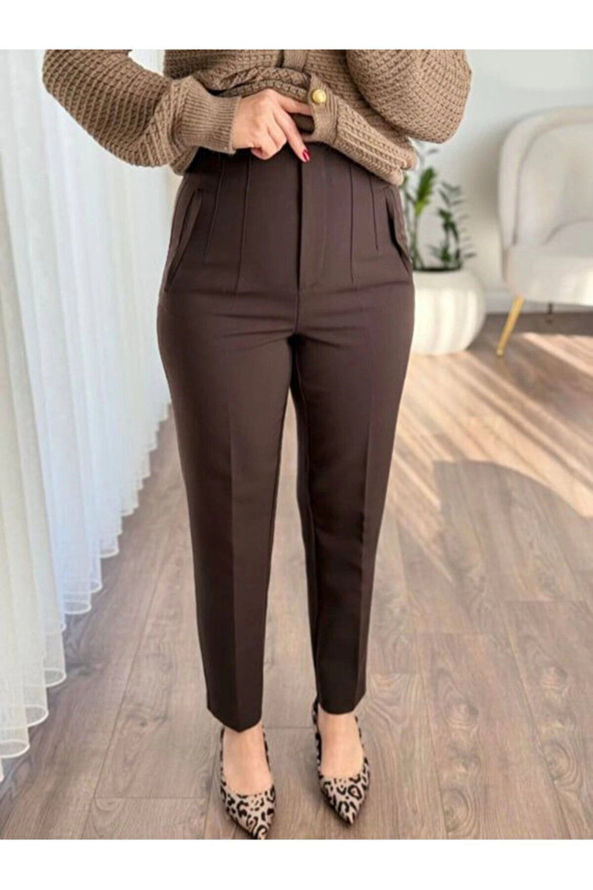 MY ARJA JEANS  Kadın Yüksek Bel Pensli ORTA KALINLIKTA Kumaş Pantolon[BEL VE BASEN ÖLÇÜLERİNE DİKKAT EDİNİZ] - Görsel 5