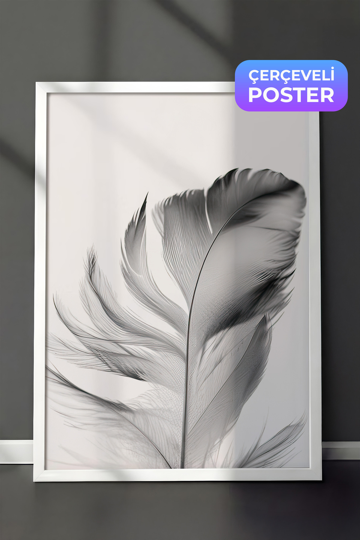 Table with Feather Frame, White Frame and Poster, Vertical Wall Table Comfort Series NO:108302