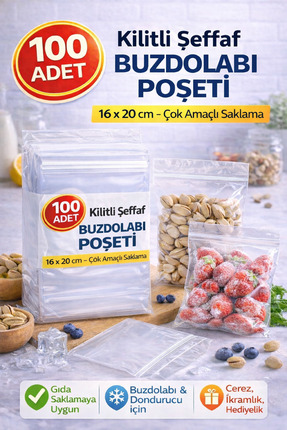 Enjoy Party Store Kilitli Koruyucu Buzdolabı Poşeti Naylon Torba 16x20cm 100 ...