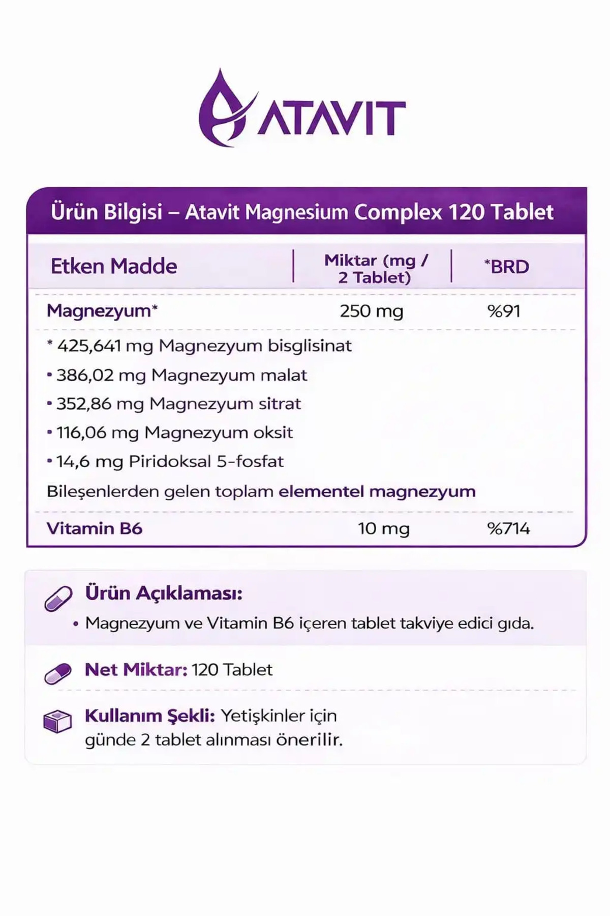 Atavit Magnesıum Complex 120 Tablet - Fiyatı, Yorumları