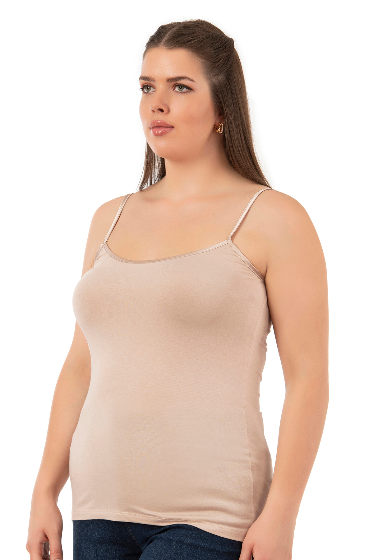 ÖZKAN underwear Özkan 25923 Kadın Viskon Saten Biyeli Esnek Yumuşak Rahat Büyük Beden Atlet görsel 3