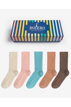 Bolero Kadın 5'li Derbili Uzun Kolej Çorabı