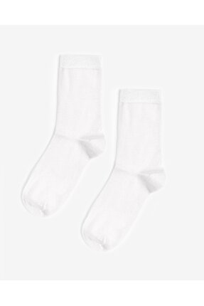 Bolero Kadın Dikişsiz Bambu 2'li Çorap Beyaz