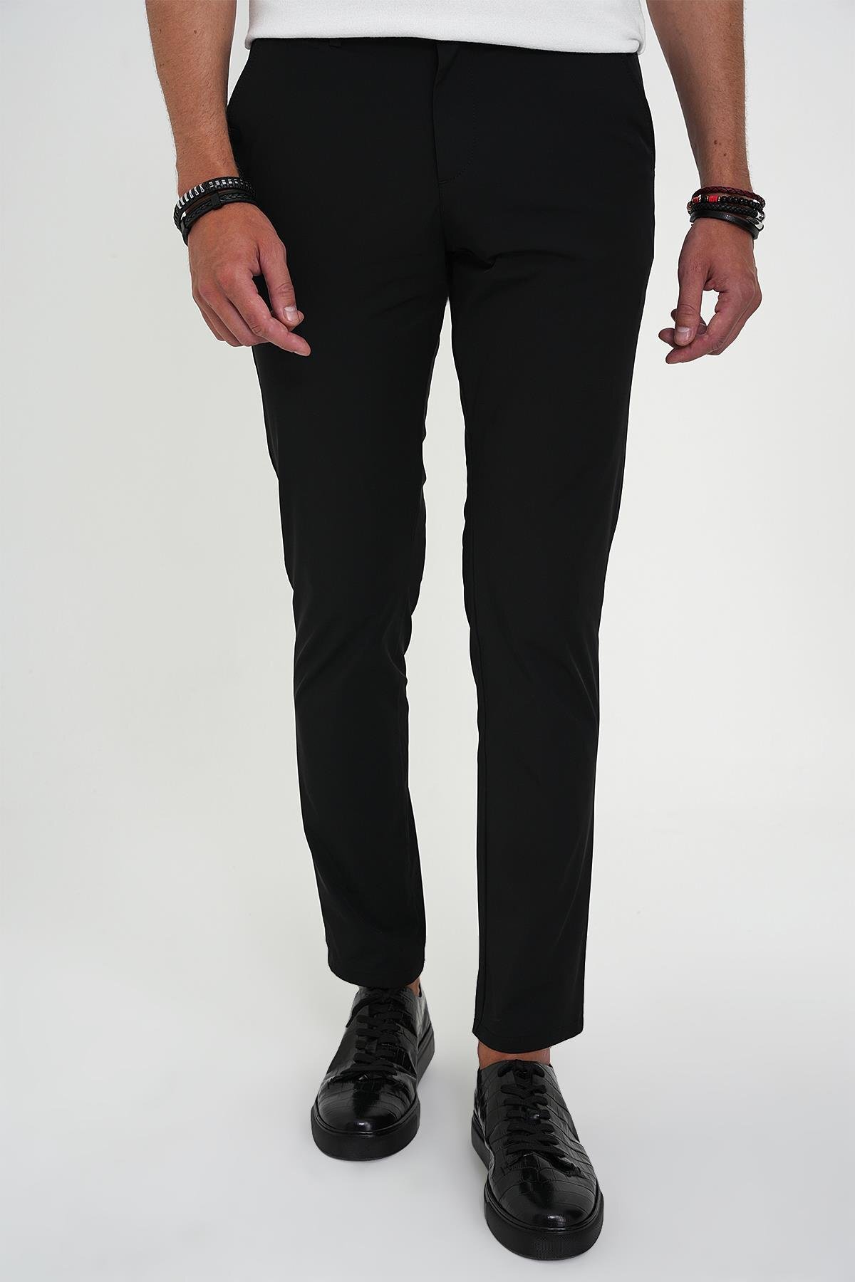 Efor Erkek Siyah Comfort Fit Rahat Kalıp Esnek Yumuşak Pamuklu Pantolon P 1190 — مشکی P1190Y0125